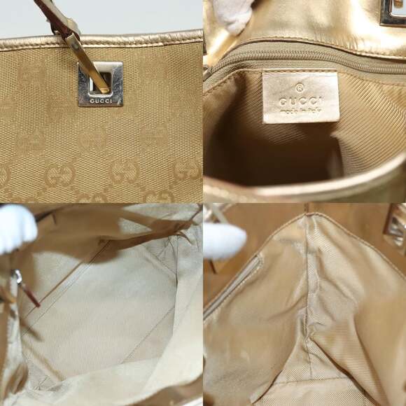 GUCCI GG Canvas Shoulder Bag Gold Tone Gold 0021099 - Picture 11 of 12